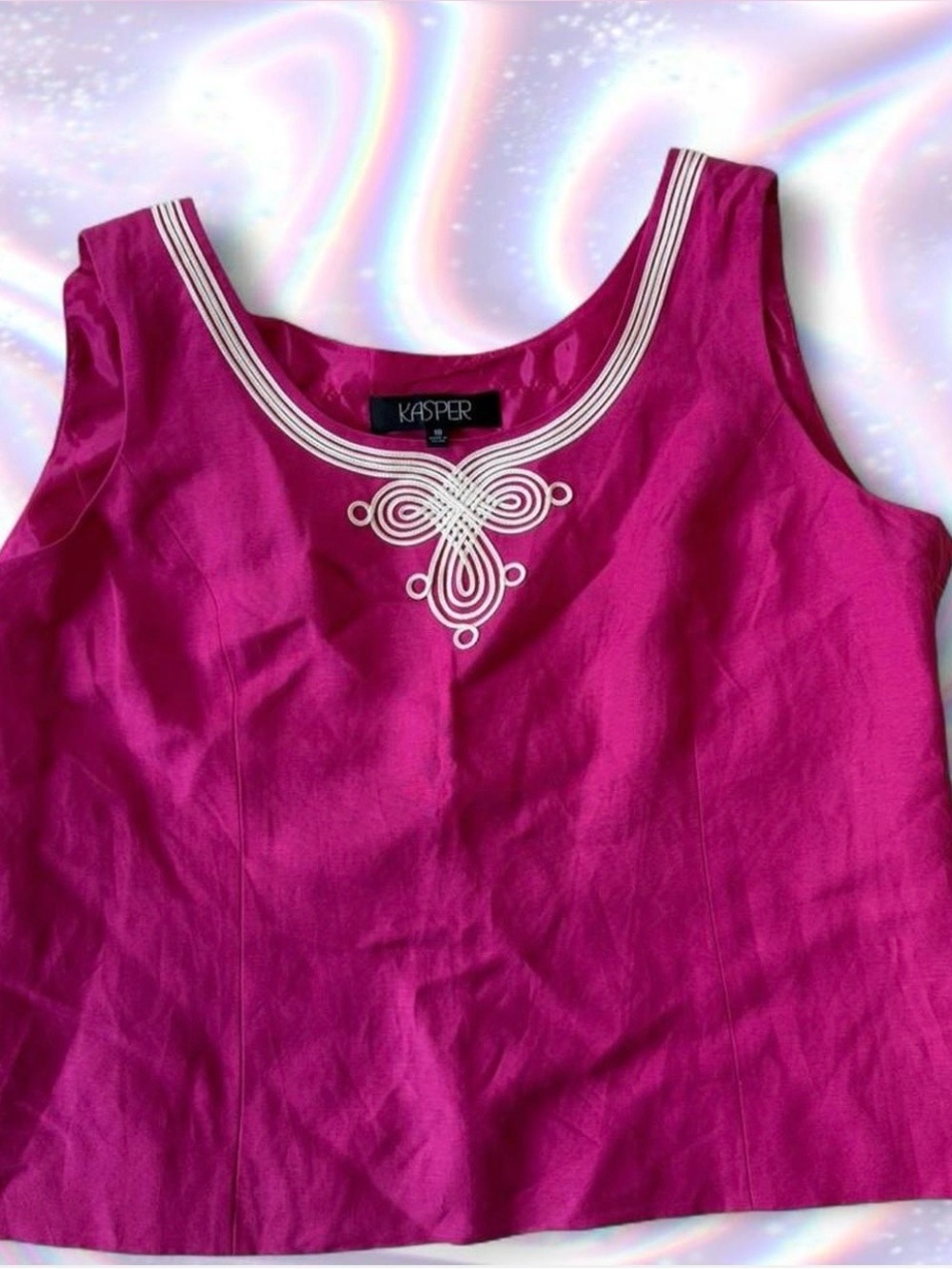 Kasper Hot Pink Embroidered Sleeveless Camisole
